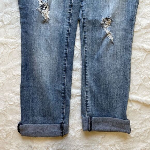 KUT Distressed Boyfriend Roll Up Mid Rise Denim Jeans - Women’s 10 - Picture 3 of 7